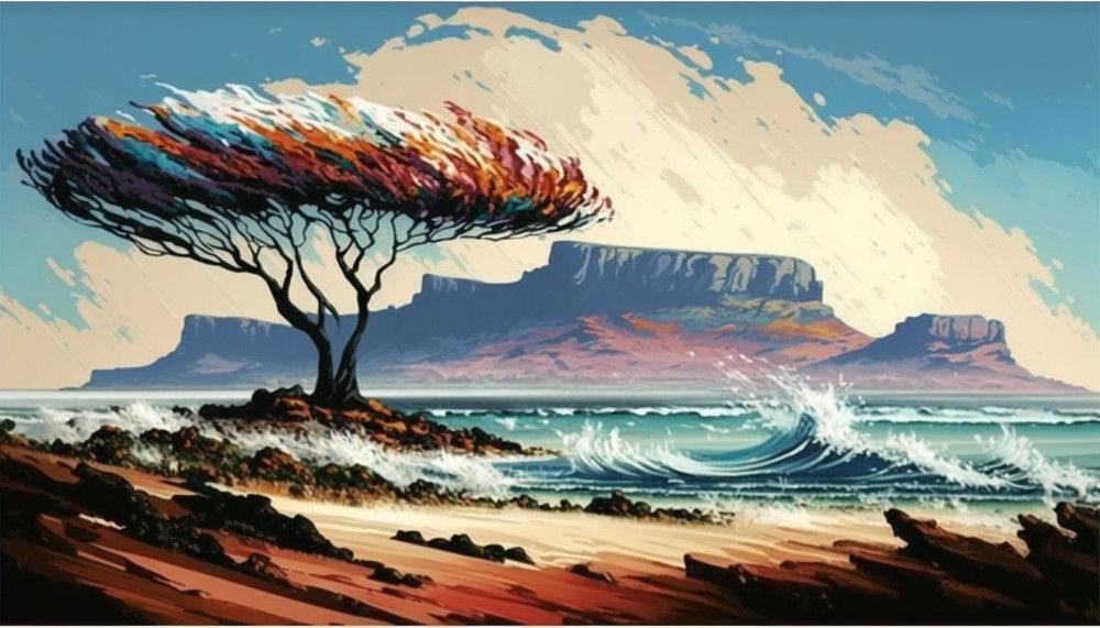 Canvas Wall Art - Abstract Table Mountain - B1023 [120 x 80 cm]