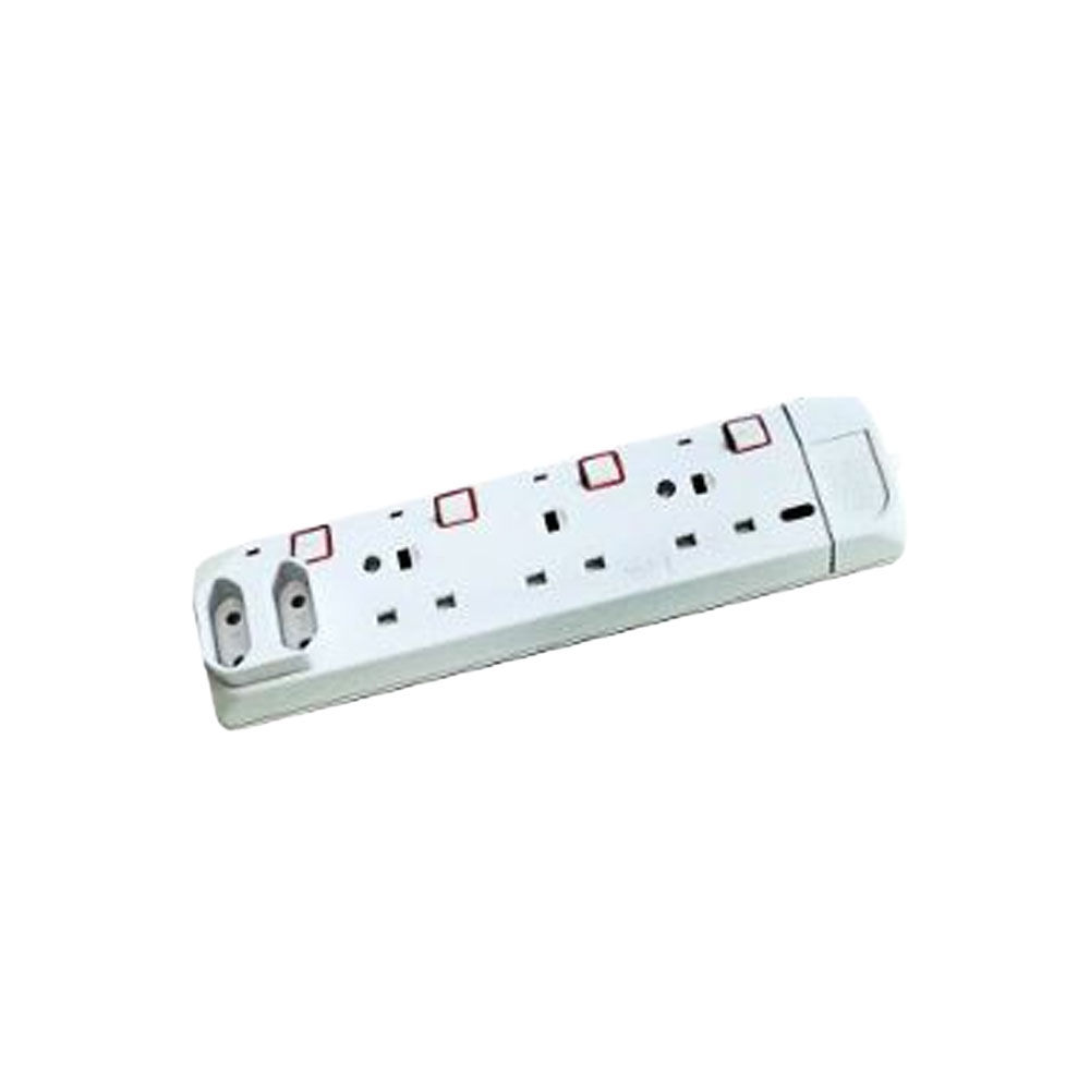 4-Way 13A Bs And 2pin Euro Extender 1m Cable
