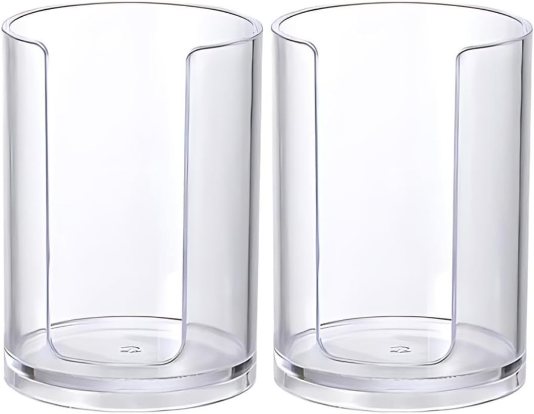 2 Pack Clear Bathroom Mouthwash Paper Cup Holders, Cotton Swab Dispenser