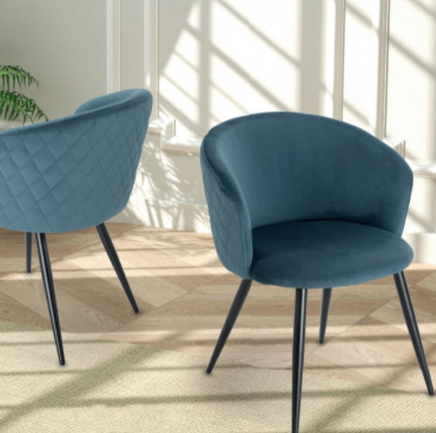 Kari Velvet Swivel Chair - Blue