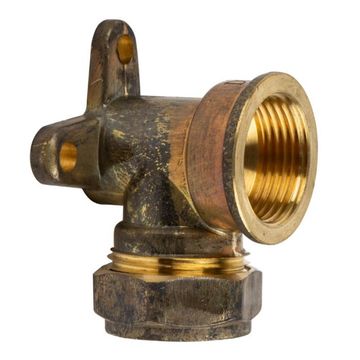 Compression Brass Elbow Wall Plate C x FI 15mmx1/2"