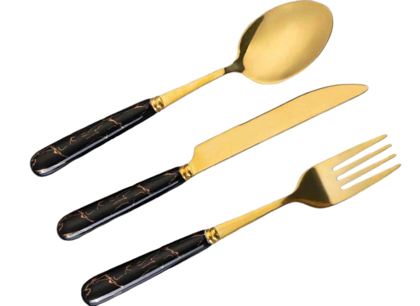 3pcs Marble Pattern Handle Cutlery Set