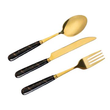3pcs Marble Pattern Handle Cutlery Set