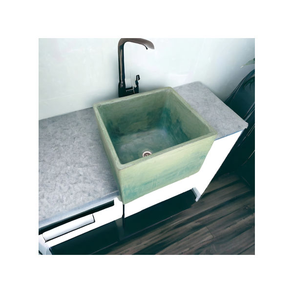Large Green Square Concrete Basin 45x40x31cm