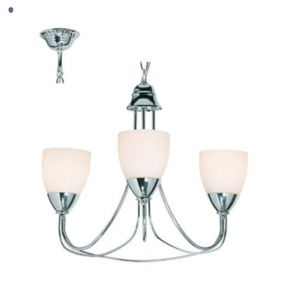 3LT Tulip Chandelier Glass & Chrome E14 3x40w