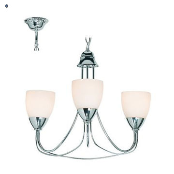 3LT Tulip Chandelier Glass & Chrome E14 3x40w
