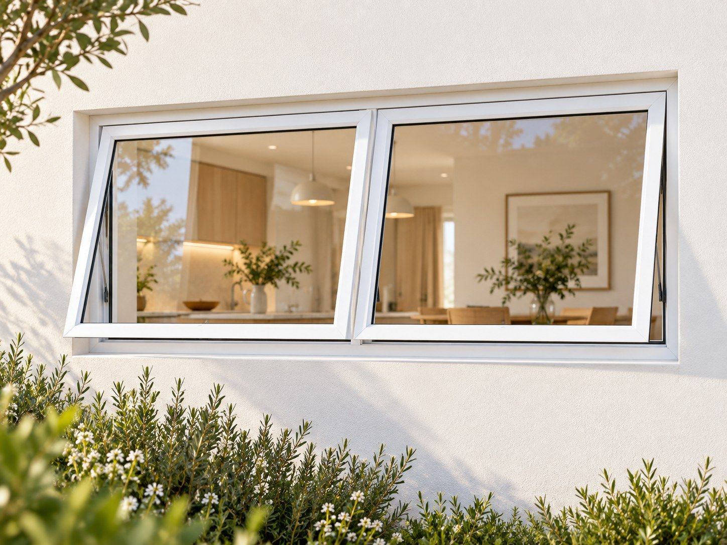 Kenzo Premium Top-Hung Aluminium Window - White, 1200 400 mm, Two Side ...