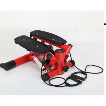 Mini Stepper Exercise Machine with Resistance Bands, Adjustable Height, Non-Slip Pedals, Black and Red