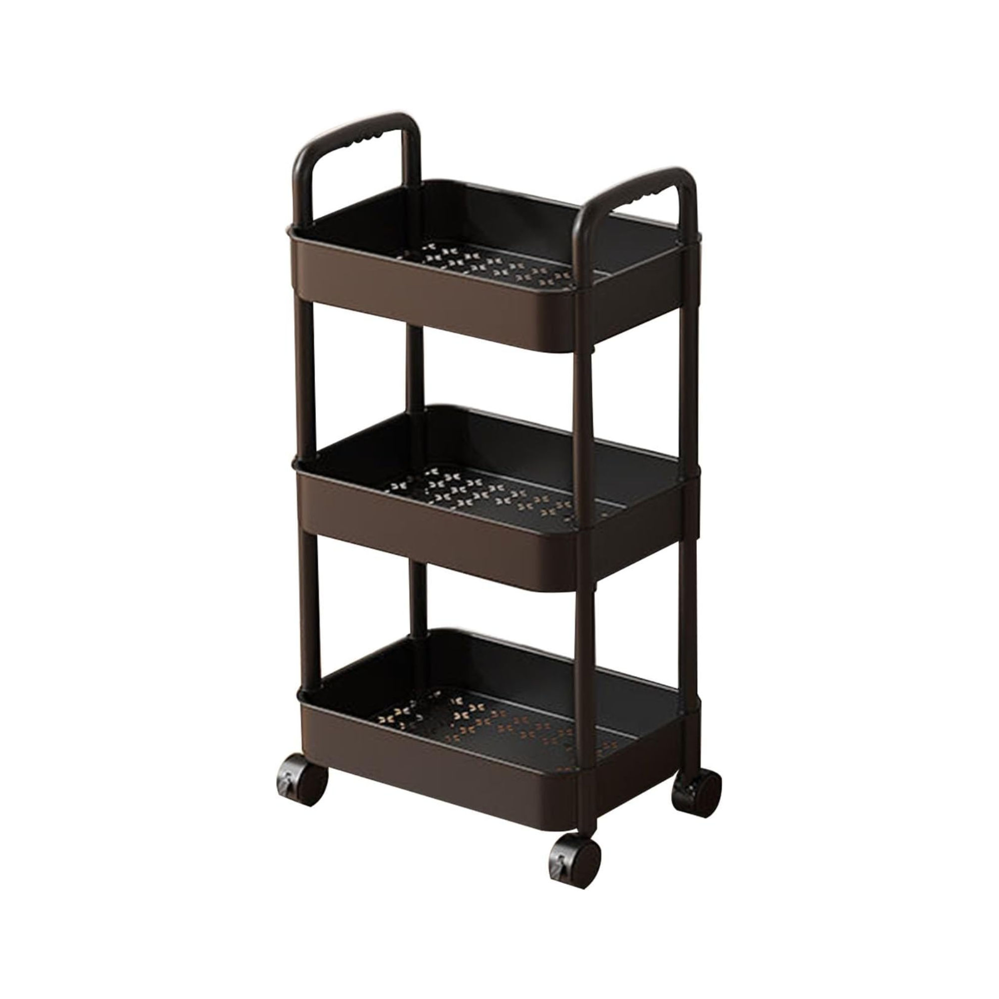 3-Tier Rolling Storage Cart with Wheels – Space-Saving Utility Trolley (BLACK)