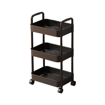 3-Tier Rolling Storage Cart with Wheels – Space-Saving Utility Trolley (BLACK)