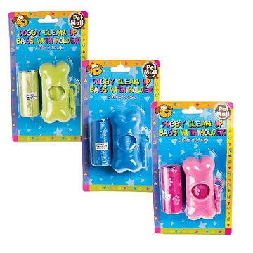 Bulk Pack x 6 Pet Dog Clean-up Bags + holder 2x20's