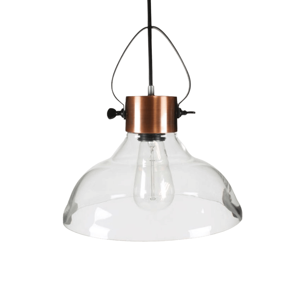 Pendant Lighting – Industrial Look Range – Antique Copper And Glass
