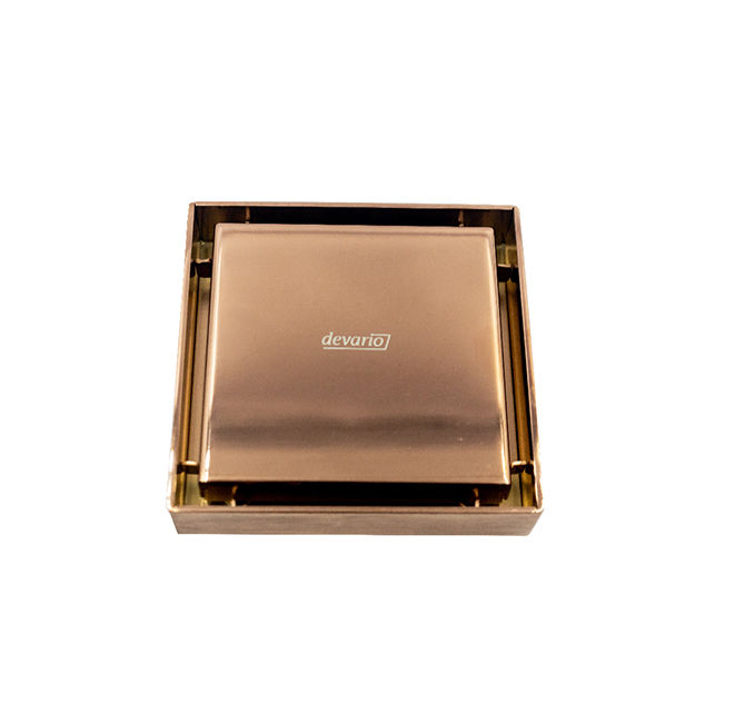 Devario Premio Shower Channel Solid Plate (Square) 100mm - Brushed Gold