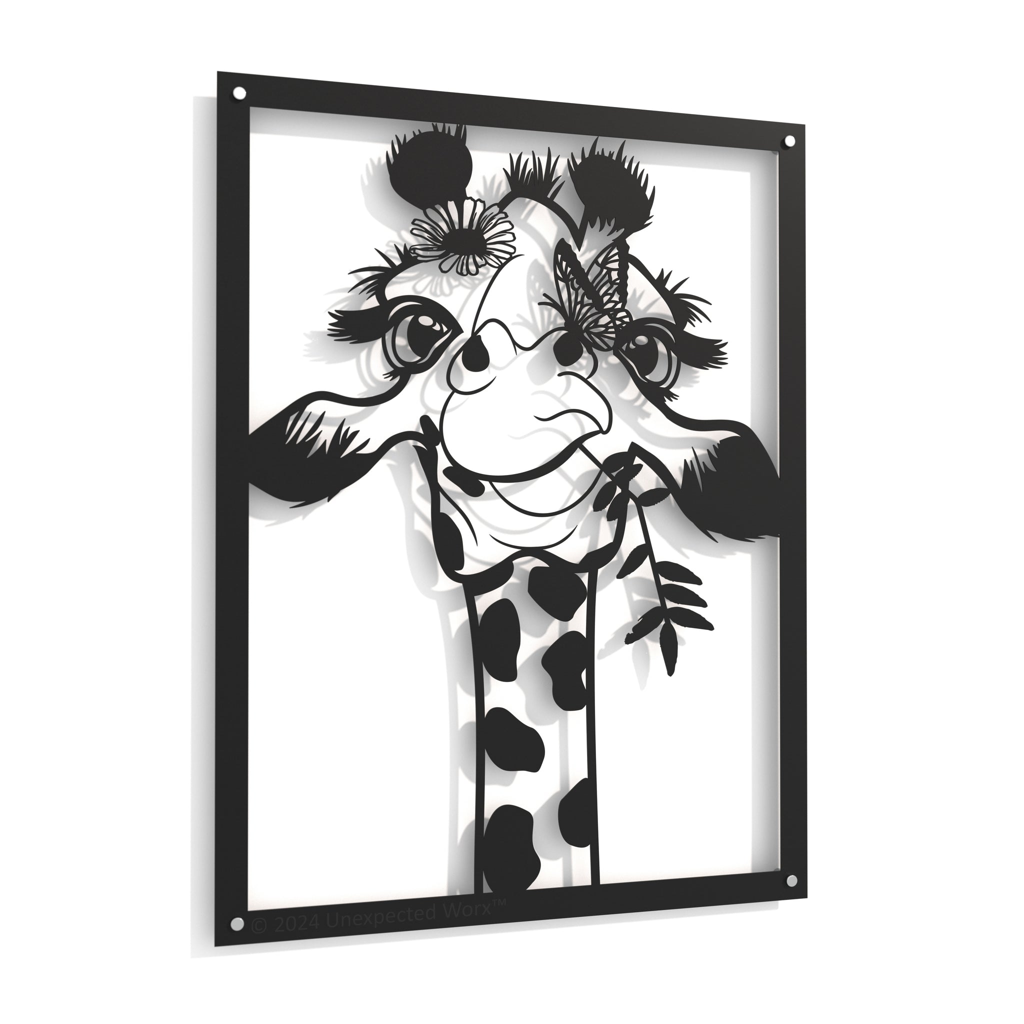 Happy Giraffe - Raised Metal Wall Art - 80x60cm