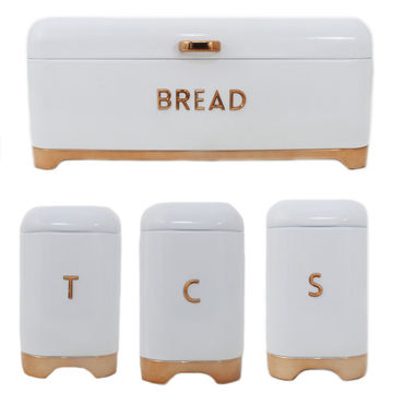 Bread Bin & Canister Set 4pc Retro