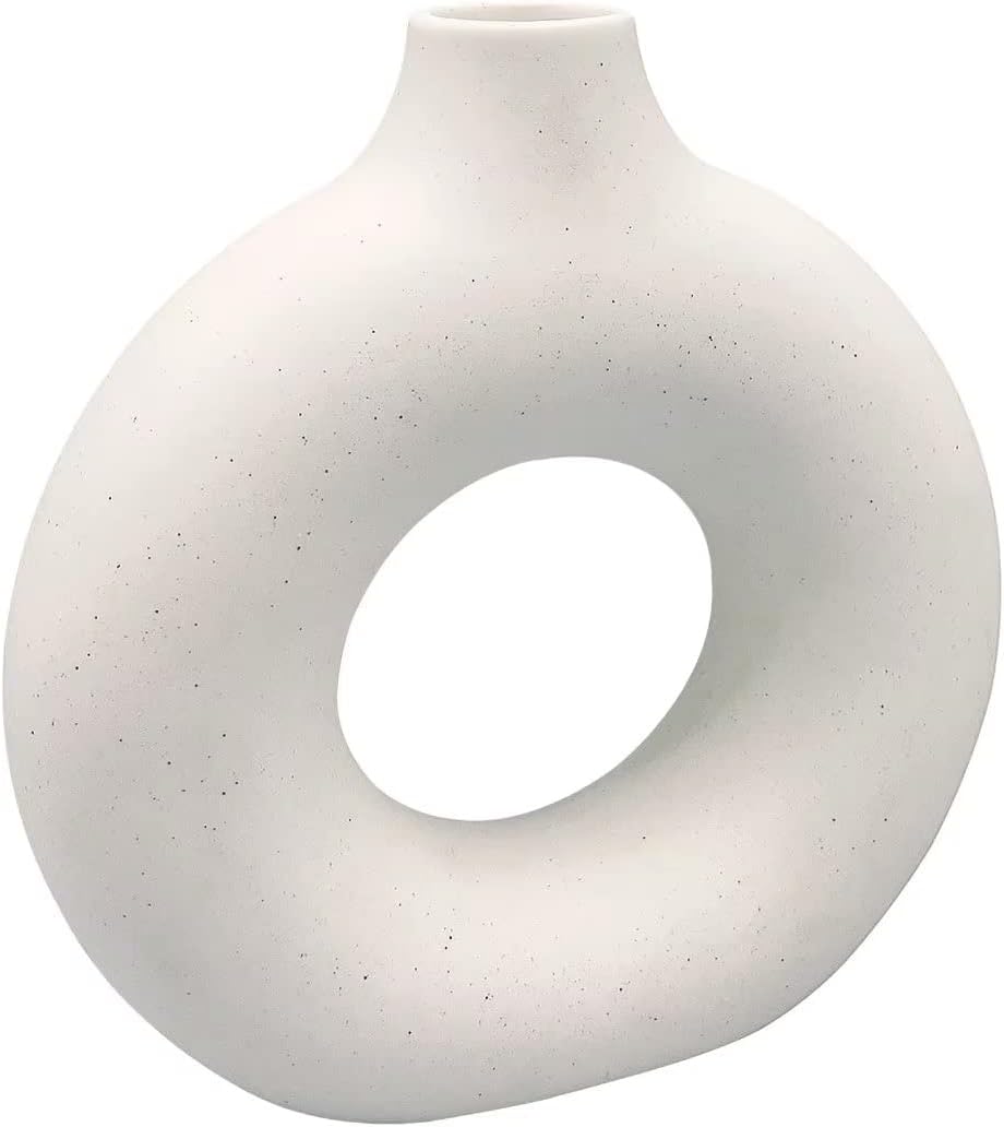 White Ceramic Vase for Modern Home Decor – Matte Nordic Boho Pampas Flower Vase