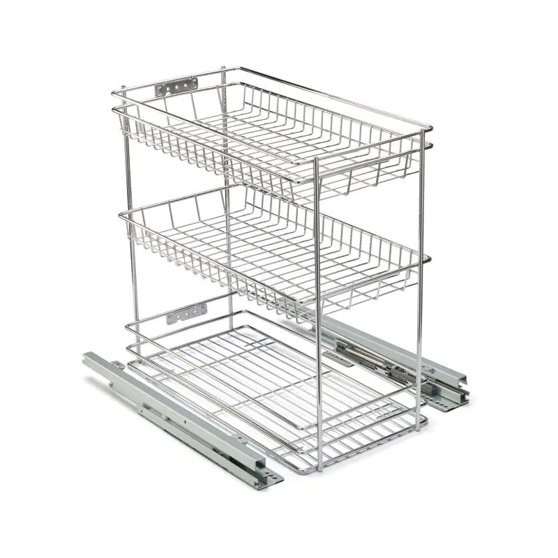 3-Tier Base Mounted Pull Out – Chrome Plated 300 Unit Kitchen Organizer