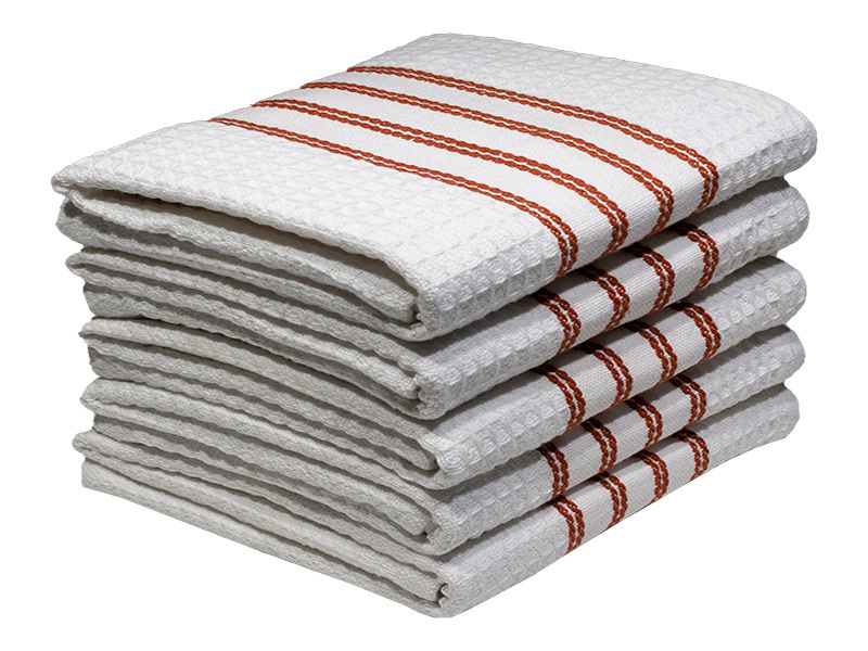 Multipurpose, Easy Fit, Absorbent Kitchen Towel - Design 2343 - 042x068cms - (05 Pc Pack) - Stripes - Vibrant Orange