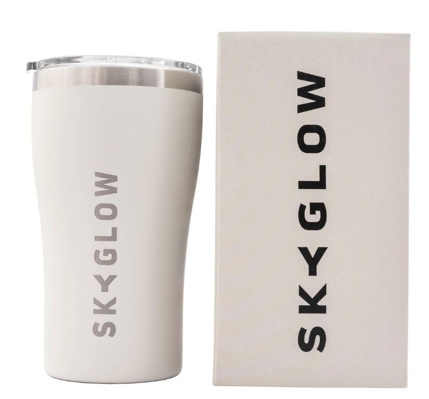 SkyGlow Travel Mug Steel Tumbler with Lid ,Double-Wall Coffee Mug Thermos - White