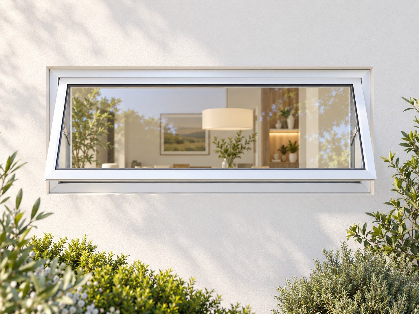Kenzo Premium Top-Hung Aluminium Window - White, 900 400 mm, Single Opener, Clear Glass
