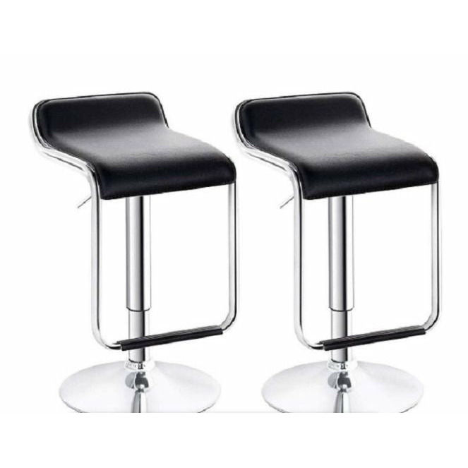 Stylish Lowback PU leather barstools - set of 2-Black