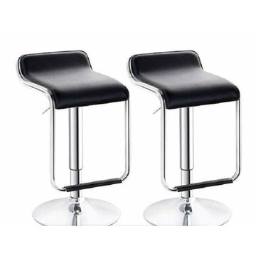 Stylish Lowback PU leather barstools - set of 2-Black