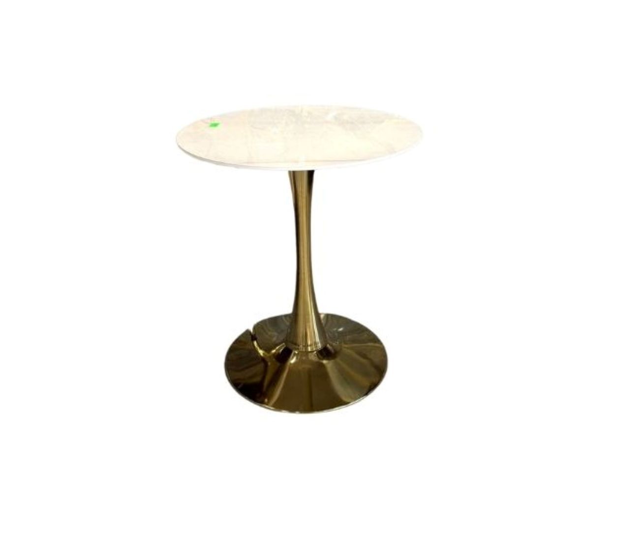 Modern Round Dining Table with Gold Pedestal Base, White Marble Top, 90 cm