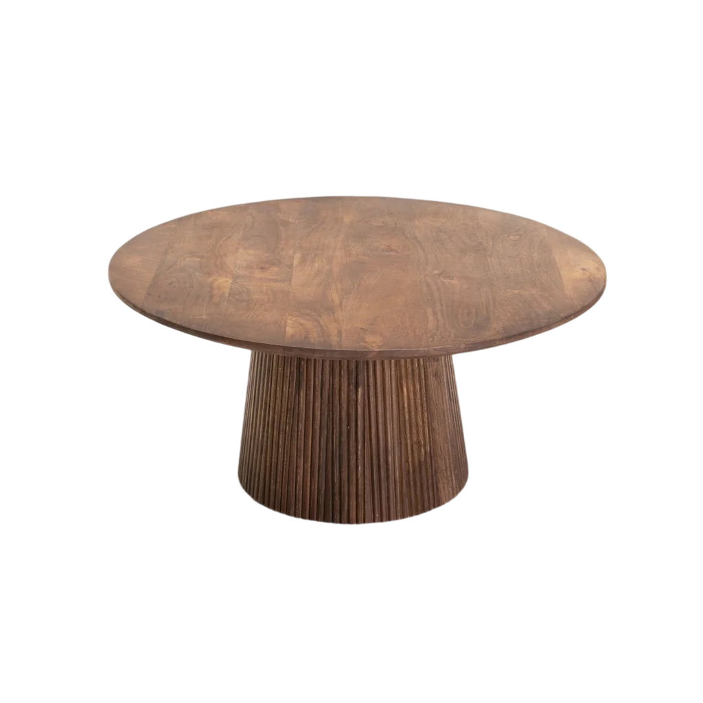 Vividitto - Madeira 80cm Round Solid Coffee Table - Light Brown