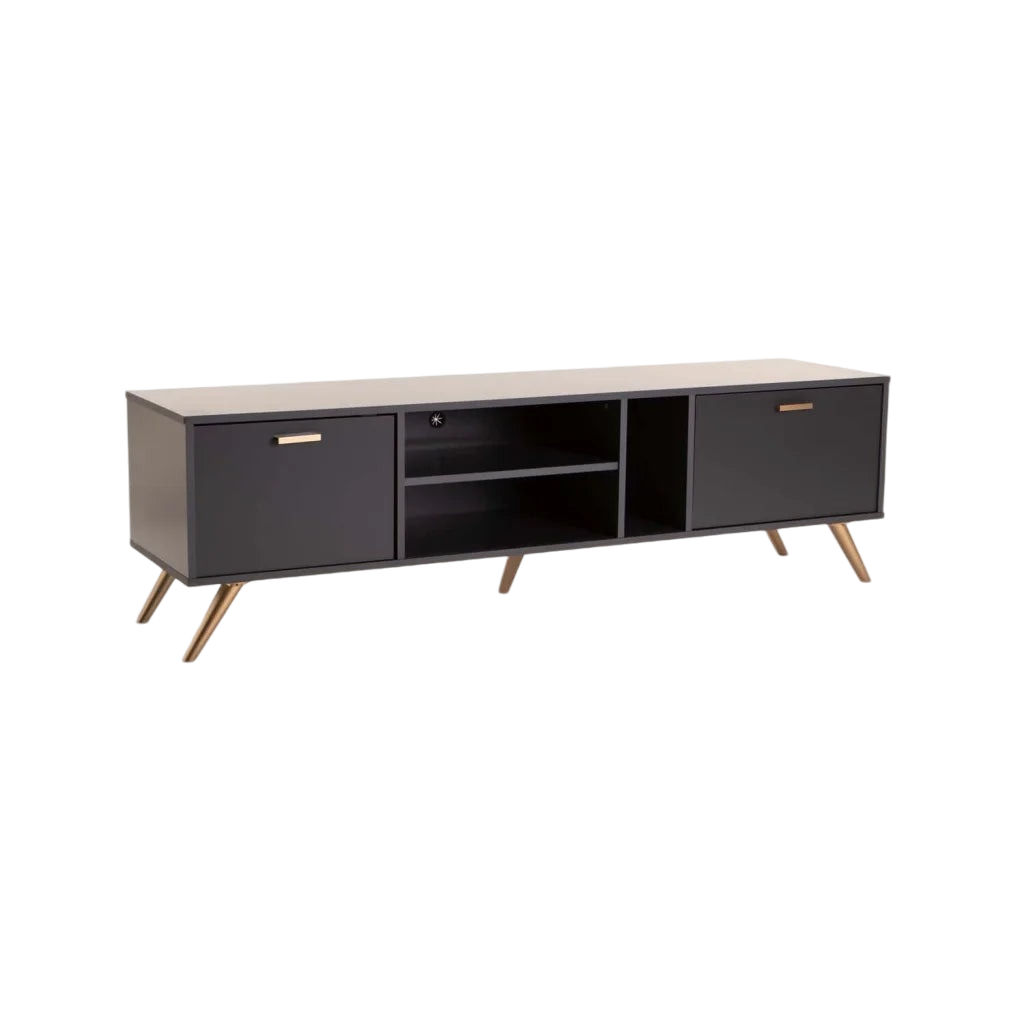 Vividitto - Succotash 160cm 2 Door TV Unit - Grey
