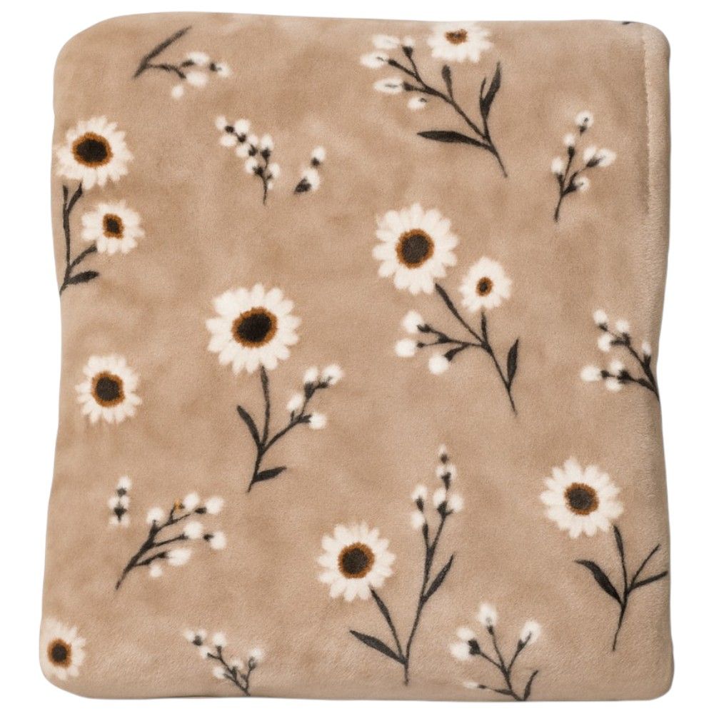 Queen Plush Blanket 229cm - Brown Floral