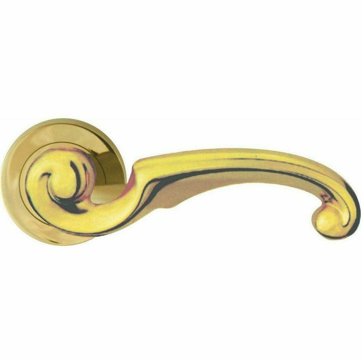 Solid brass twirled lever handle on rose