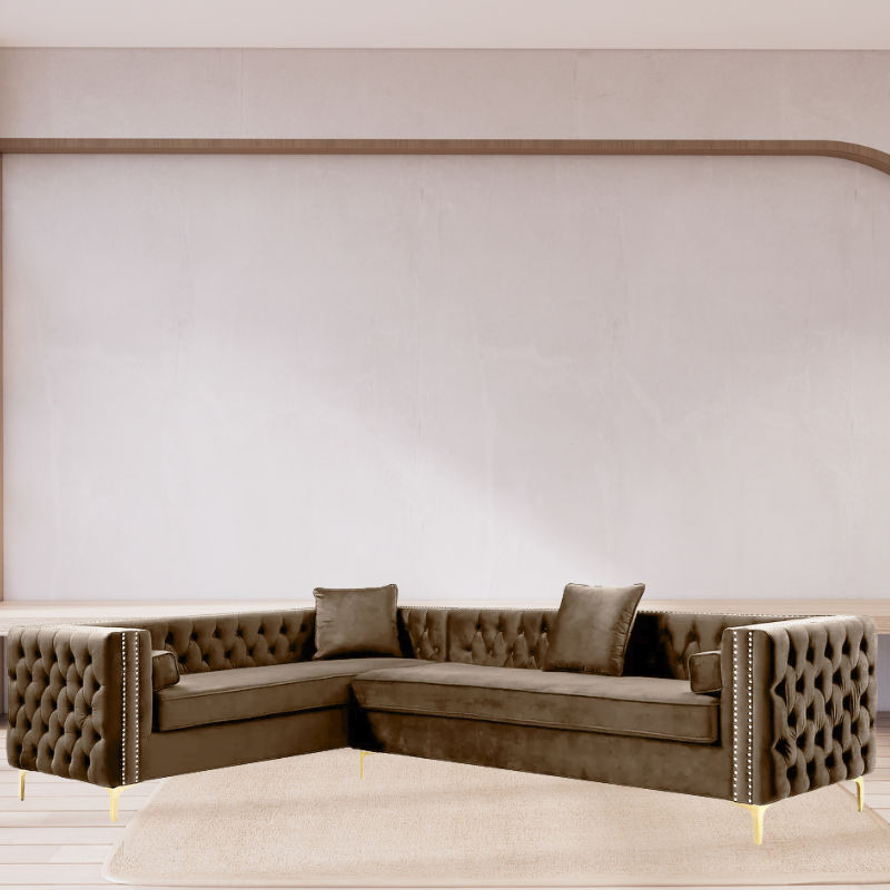 Oxford Chesterfield Corner Couch-Brown