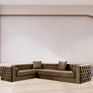 Oxford Chesterfield Corner Couch-Brown