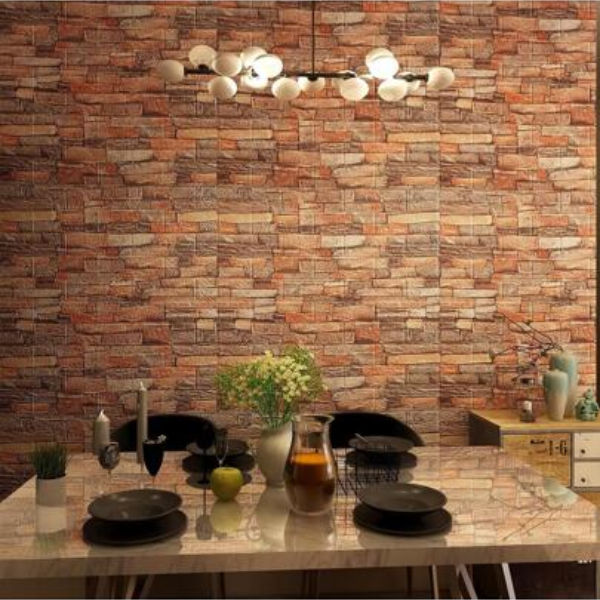 4 pcs Marble Brick Tile Wall Stickers Self-adhesive Foam Wallpaper Art Decor