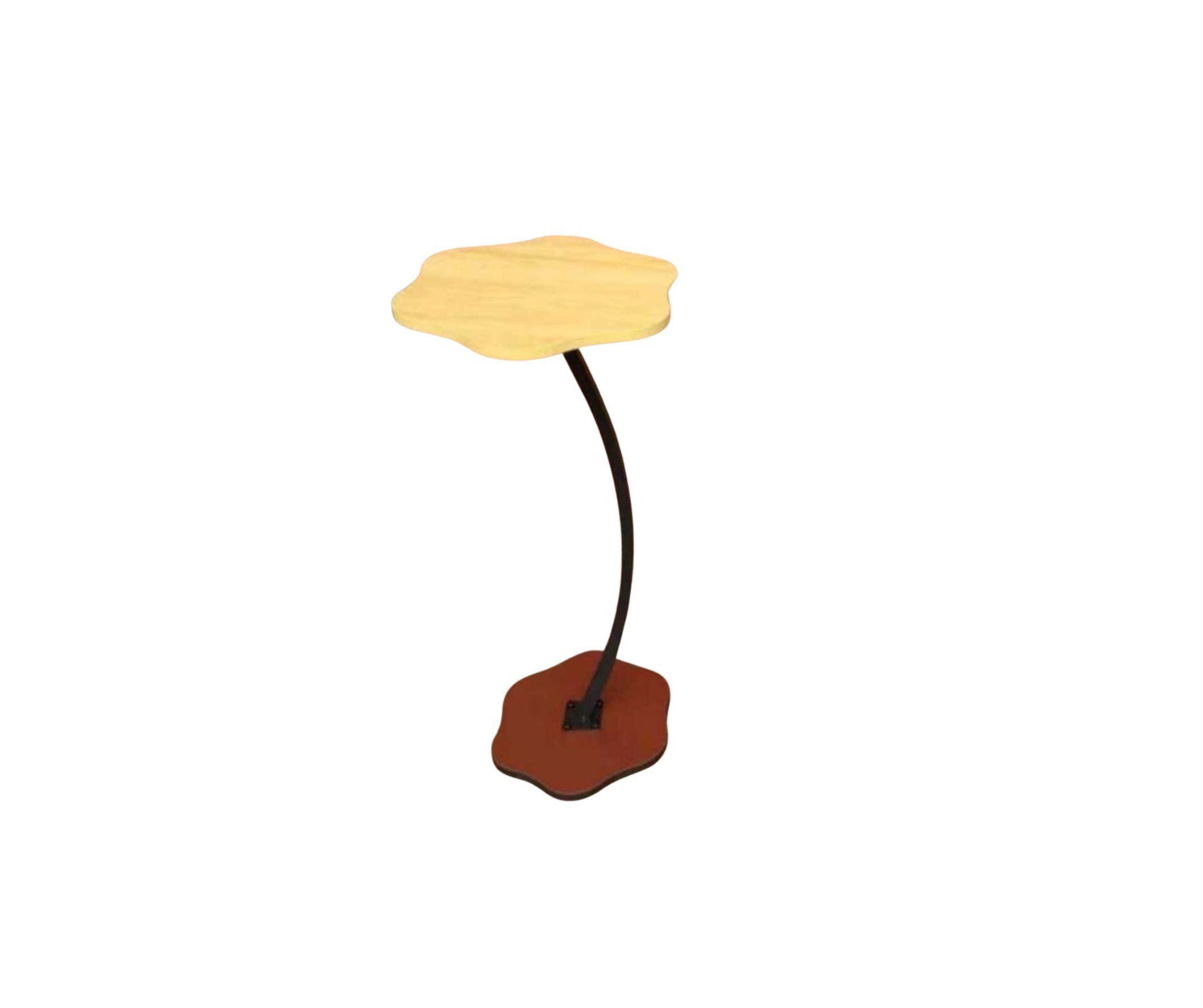 Nimbus Curve Side Table – Sculpted Wood & Black Metal