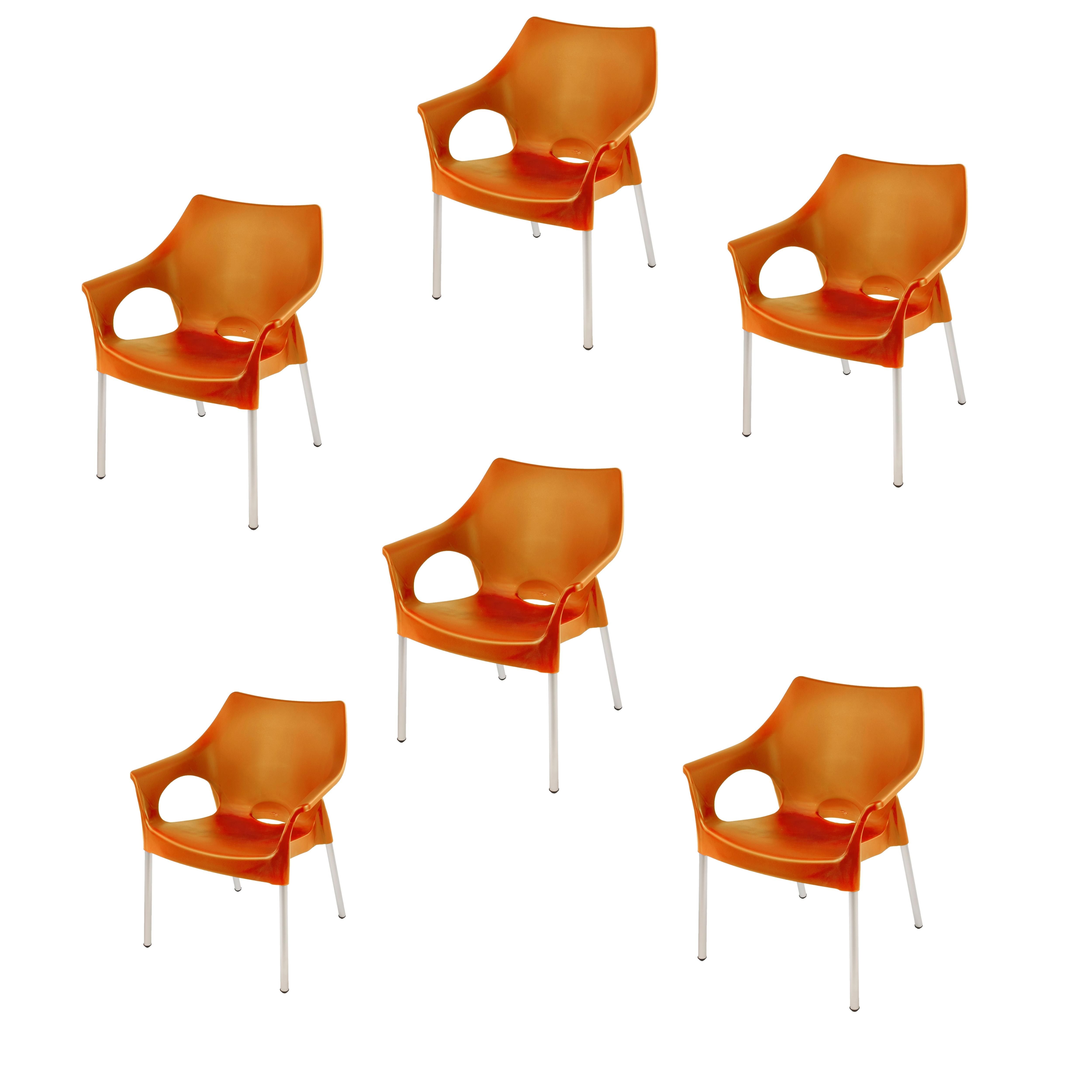 Dublin Café Chair/Patio Chair/ Garden Chair / Stacking Chair - ORANGE - Set of 6