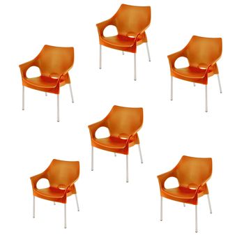 Dublin Café Chair/Patio Chair/ Garden Chair / Stacking Chair - ORANGE - Set of 6