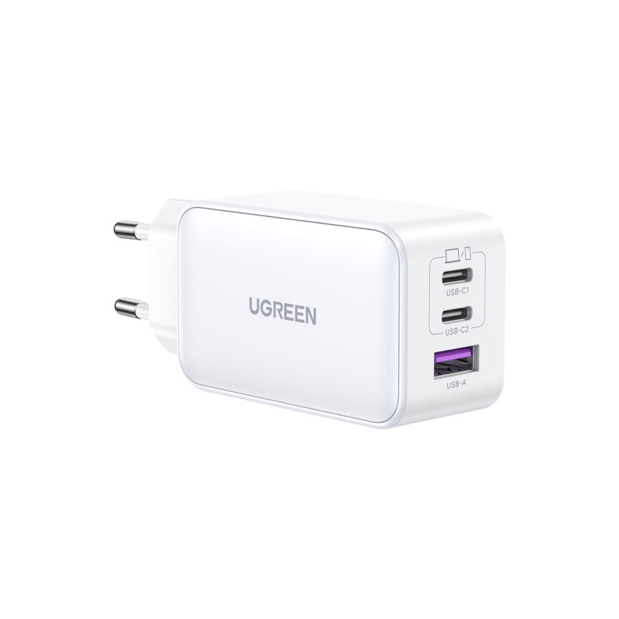 Ugreen 3 Port Gan 65W PD Wall Charger-White