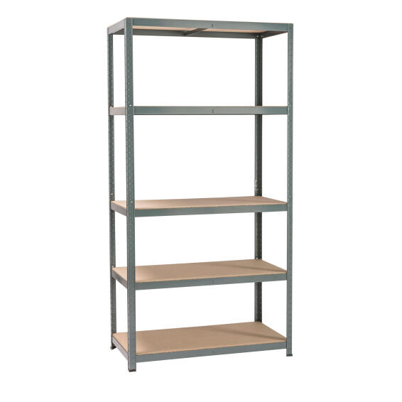 Spaceo wood & metal shelving 5 tiers w100xd50xh196cm