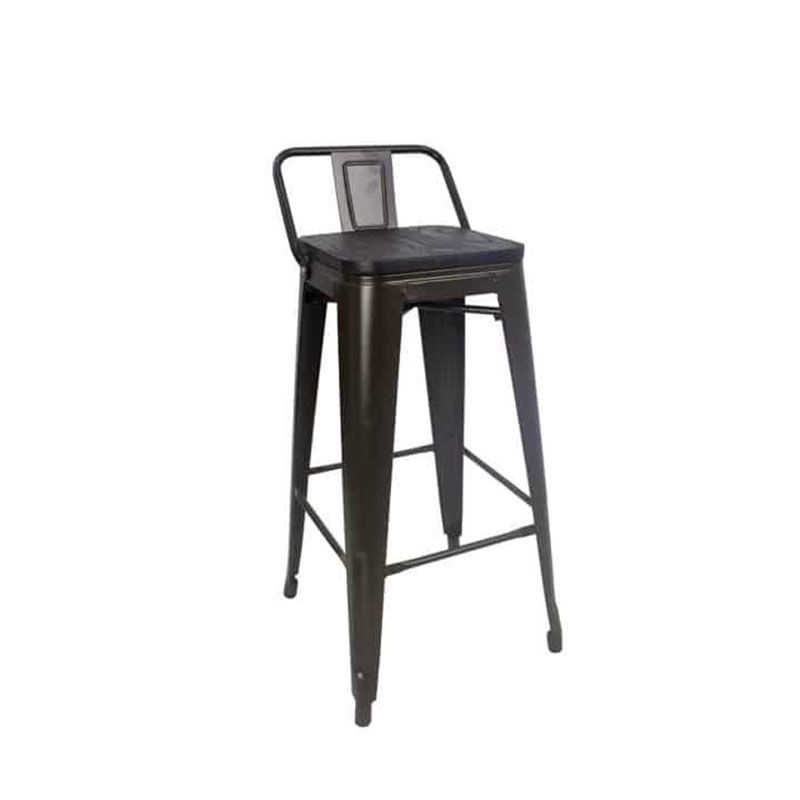 Vividitto - Replica Tolix Bar Chair With Wooden Seat - Brown