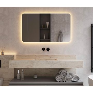 Emily Wall Mirror Rounded Corners Warm White 80x120