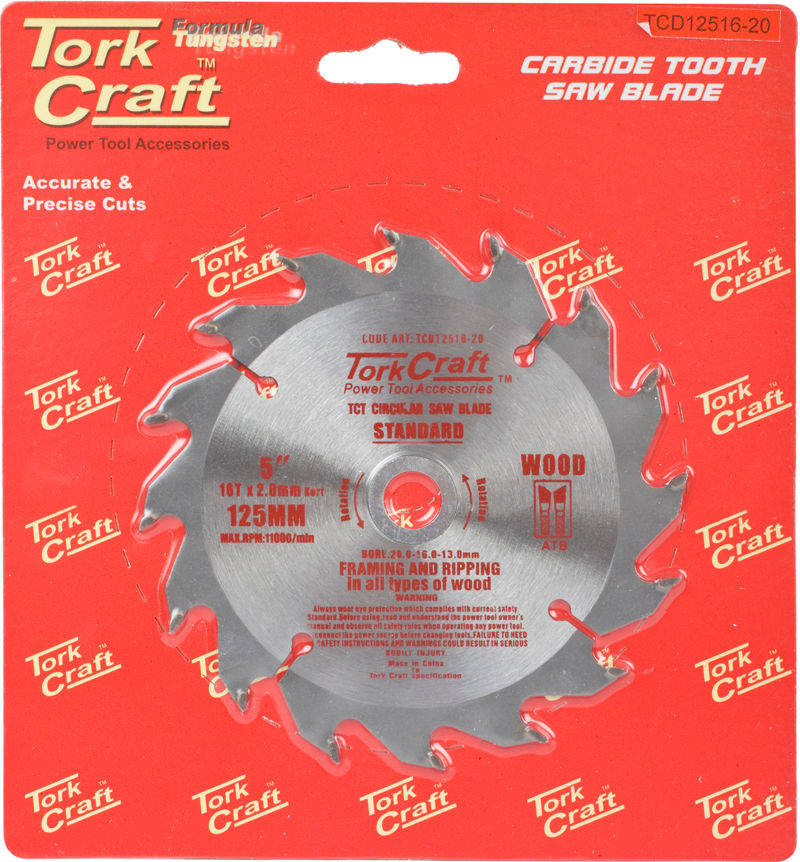 Tork Craft - Blade Tct 125 x 16T 20/13 General Purpose Wood - 2 Pack