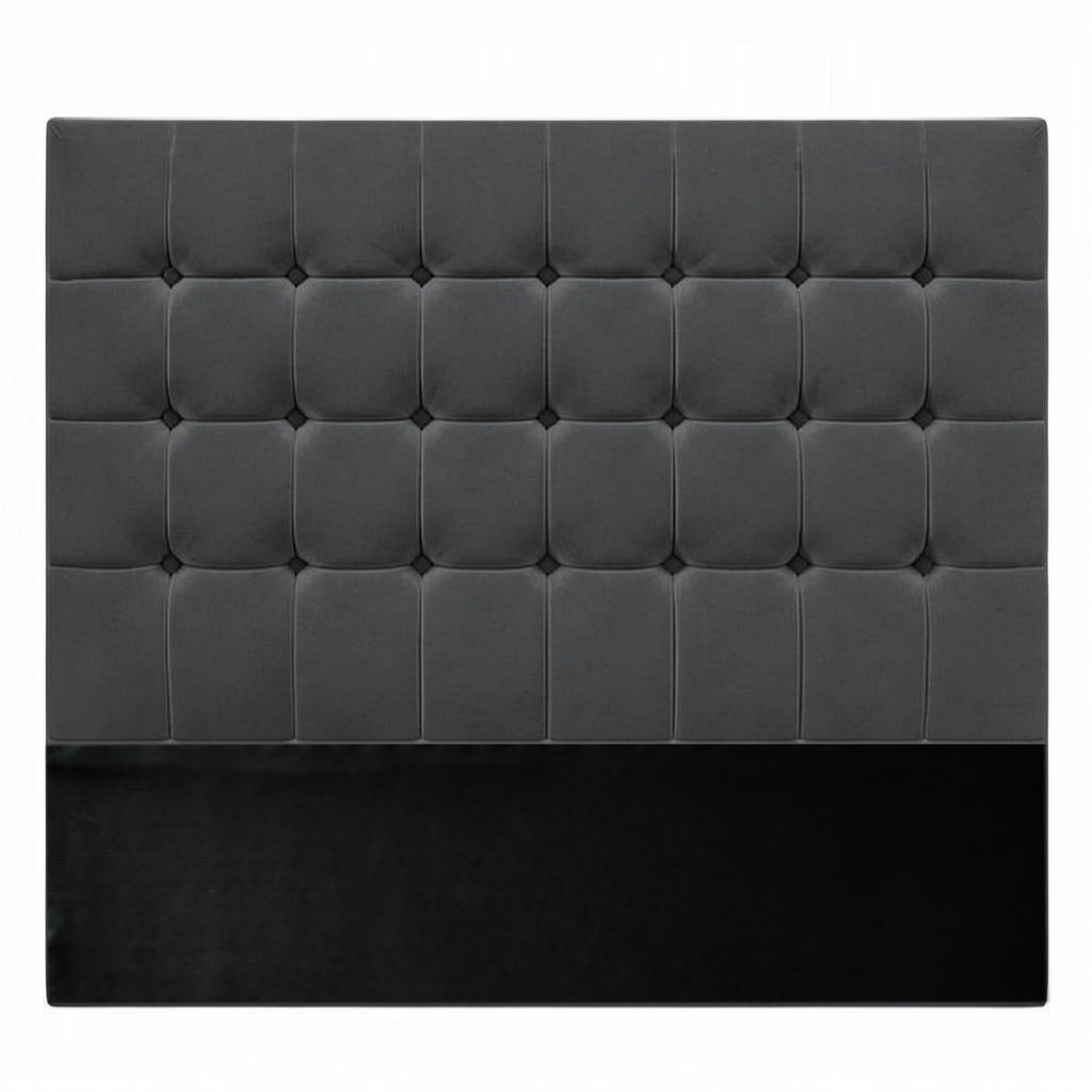 Nu Dekor - Benned Button Velvet Headboard - Double - Dark Grey