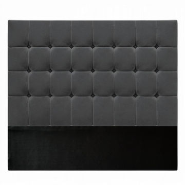 Nu Dekor - Benned Button Velvet Headboard - Double - Dark Grey