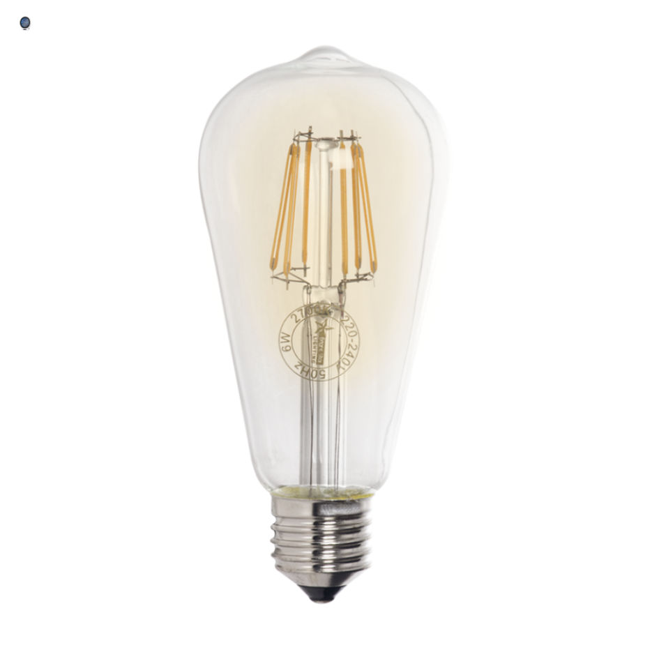6W ST64 Warm White LED Filament Bulb