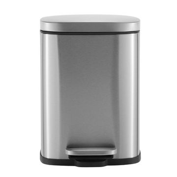 MODENA RECTANGLE  5L S/S PEDAL BIN - SOFT CLOSE LID - SILVER