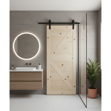 K Brace Pine Barn Door- Interior Barn Sliding Door Including Mechanism - 920mm(L) x 2100mmm(H) x 36mm(W)