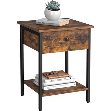 Lifespace Industrial Rustic Wood Side Table with Draw
