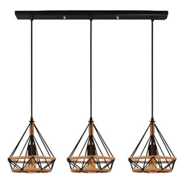 Three Vintage Shade Cage Metal Ceiling Light