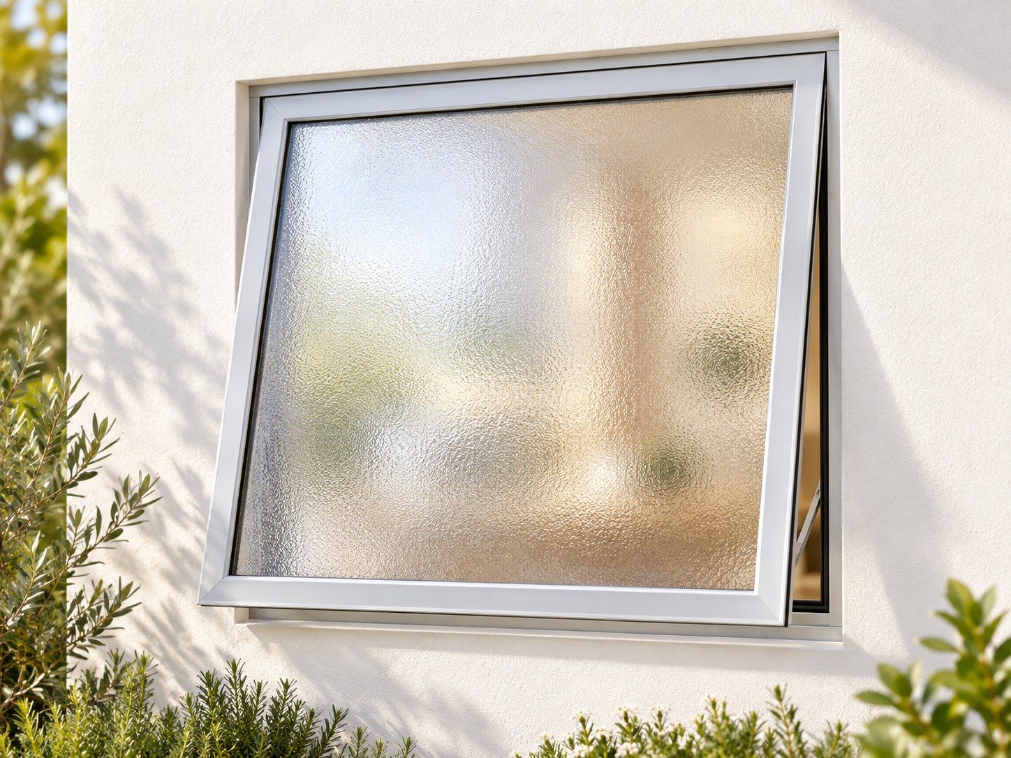 Kenzo Premium Top-Hung Aluminium Window - Silver, 600 600 mm, Single Opener, Obscure Safety Glass